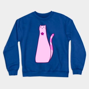 Long Pink Cat Crewneck Sweatshirt